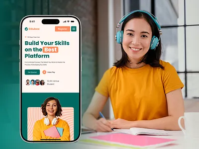 Online Education Platform - Edubox class clean course design e learning website education education app home page kids learning landing page learning app online course online learning platform responsive web school study techer ui web design