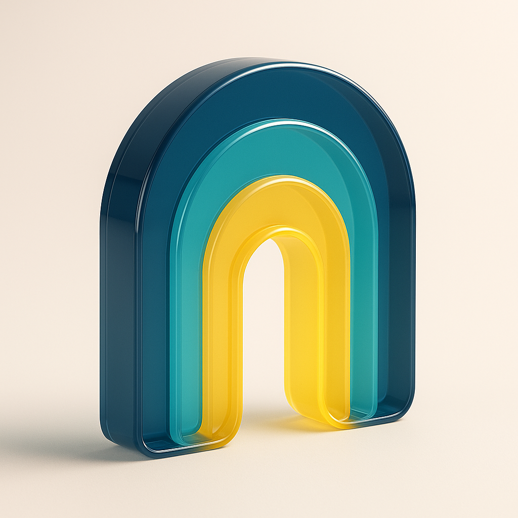 Nurturarc logo 3d color curve edtech glass logo