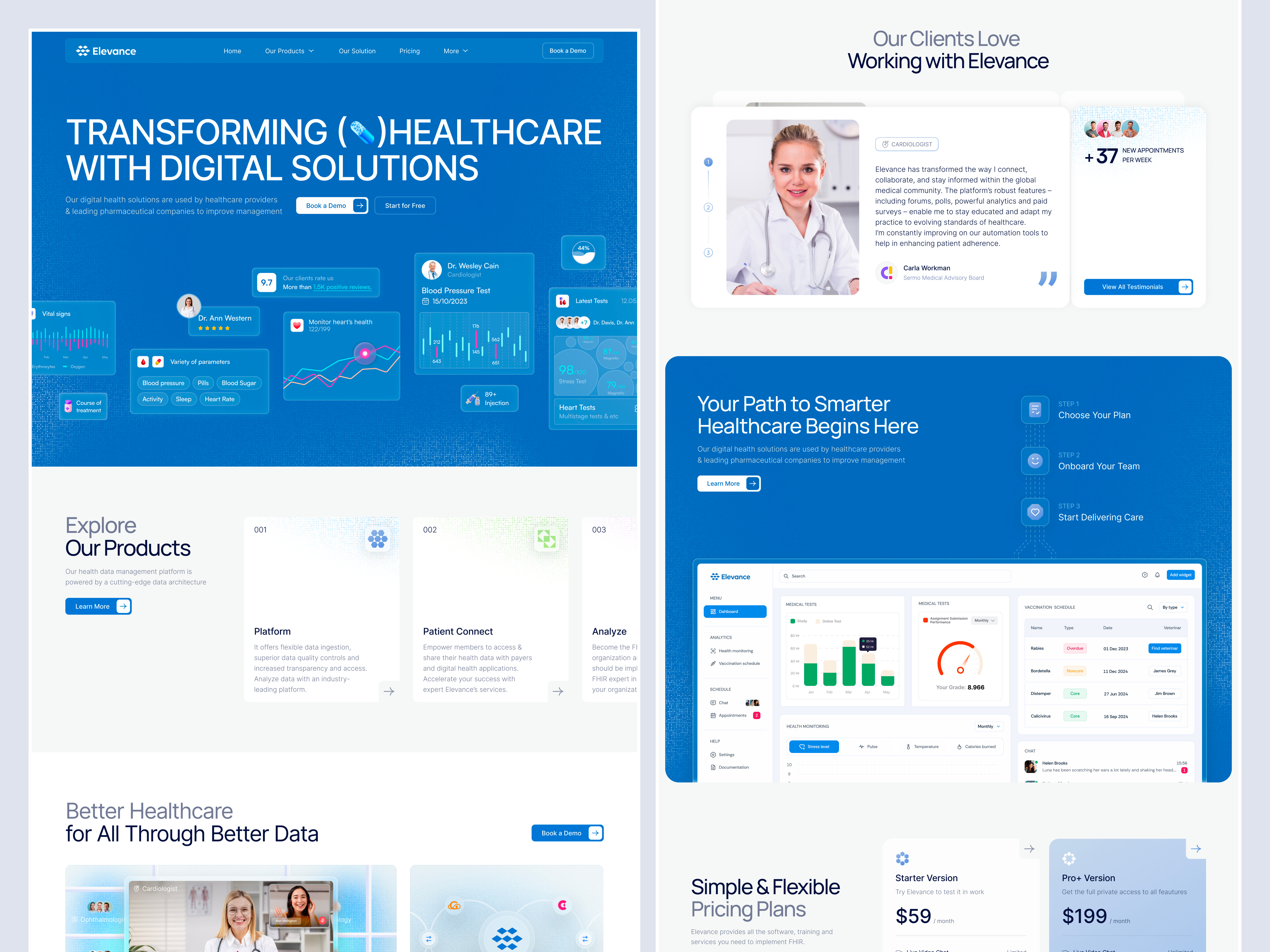 Healthcare Website Design ai website b2b biotech health healthcare healthcare landing page illustration inspiration landing page medicine medtech saas startup telemedicine ui ux design web design web designer web platform website wellbeing