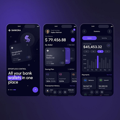 Bankora – Next-Gen Banking App UI Design 3d animation application design branding design graphic design illustration logo motion graphics ui uiux vector website design