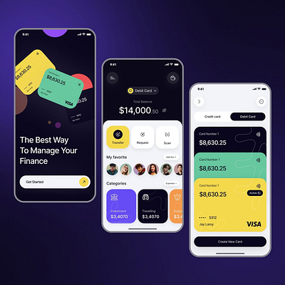 Finance APP - Credit & Debit Card Wallet Application 3d animation application design branding design graphic design illustration logo motion graphics ui uiux vector website design