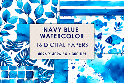 Navy Blue Watercolor Seamless Digital Papers background blue dark digital navy paper pattern png seamless wallpaper watercolor