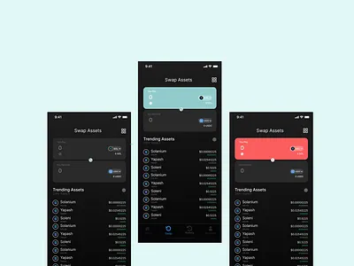 Asset Swap Page(Colour variations) app branding crypto design graphic design illustration ui ux web3