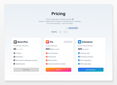 EdTech Pricing Page consept dribbble edtech pricing saas ui ux webdesign
