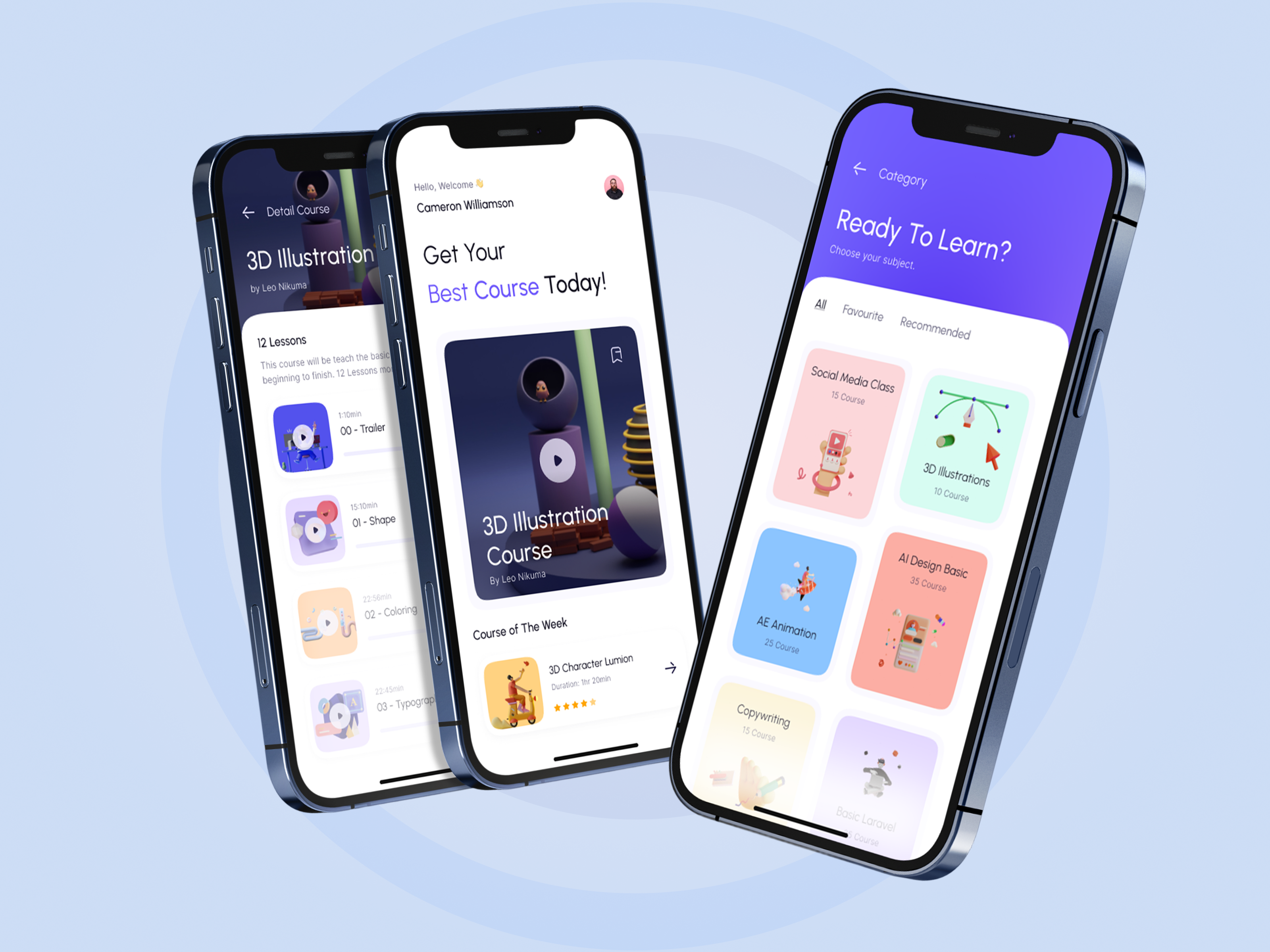 Course App – Mobile UI app course booking app design mobile app typography ui ui ux ux visual design
