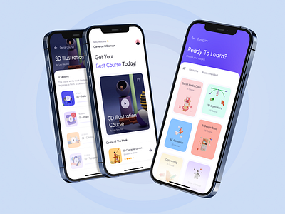 Course App – Mobile UI app course booking app design mobile app typography ui ui ux ux visual design