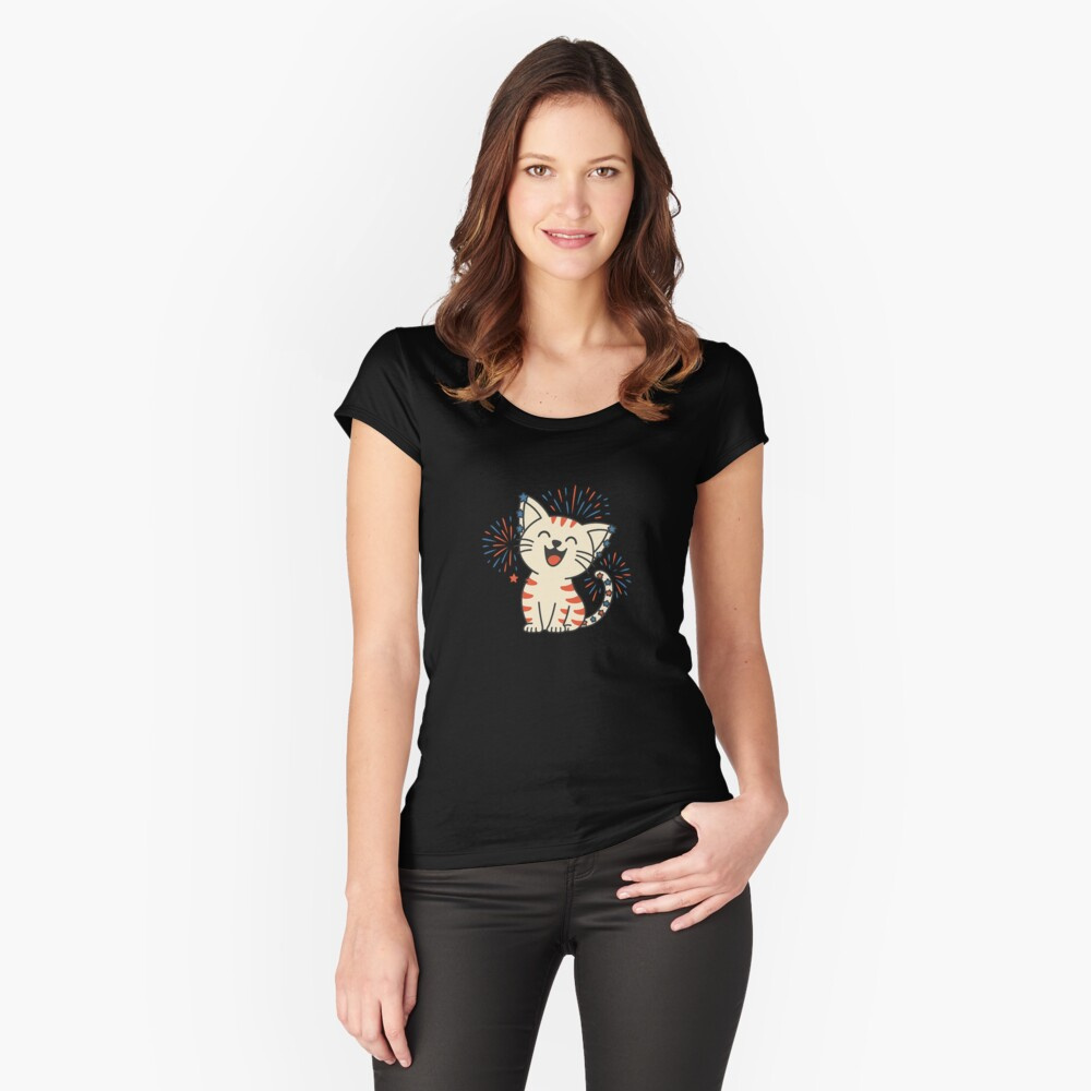 Patriotic Fireworks Cat Illustration 3d animation branding cat cup digital art graphic design hoodie illustration illustrator logo motion graphics mug photoshop t shirt ui vector