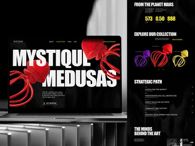 Mystique Medusas - NFT collection blockchaindesign cryptoart digitalart dribbble dribbbleweeklywarmup figmadesign landingpagedesign nft nftcommunity nftdrop nftproject ui uxdesign web3design