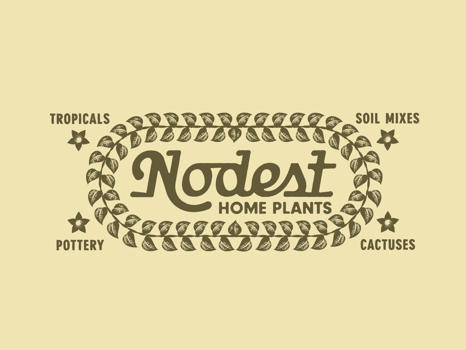 Nodest 🌱 badge bloom branding grow lettering logo logotype plants vintage