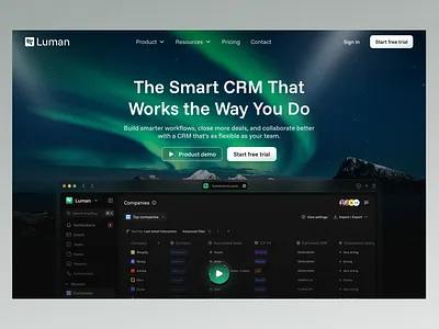 Luman - CRM * Landing Page crm darkmode herosection landingpage saas ui ui ux design webdesign