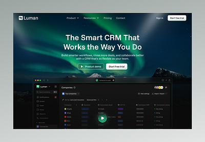 Luman - CRM * Landing Page crm darkmode herosection landingpage saas ui ui ux design webdesign