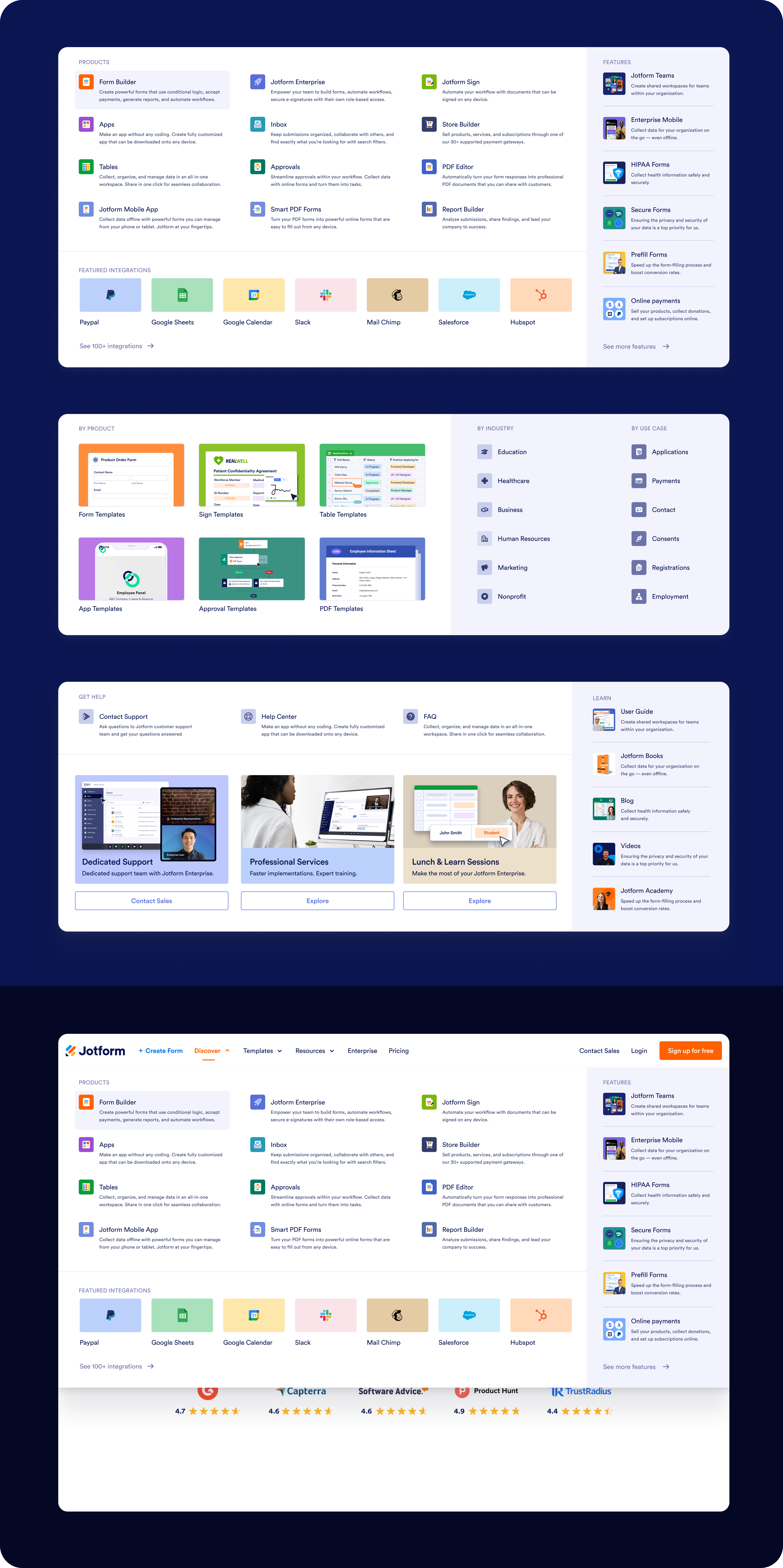 Mega Menu Website Navigation Design design form builder header menu jotform mega menu navigation ui ux website