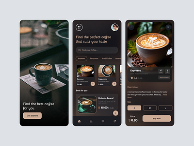 Coffee Application app coffee coffee application coffee mobile app mobile app modal ui ux