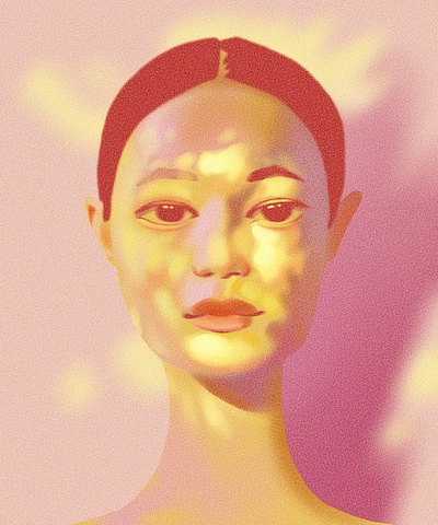 sunset glare art bright colors grain illustration portrait summer sun sunset tropical woman