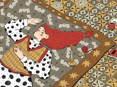 carpet carpet girl illustration redhead