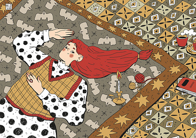 carpet carpet girl illustration redhead