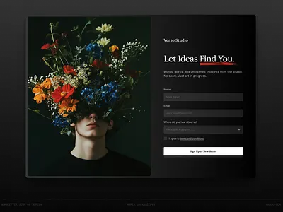 Newsletter Sign Up Screen editorial web design forms design newsletter sign up newsletter sign up form newsletter subscription page subscription page ui web design web form website design