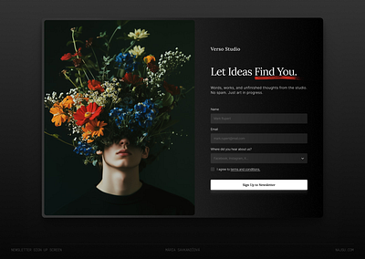 Newsletter Sign Up Screen editorial web design forms design newsletter sign up newsletter sign up form newsletter subscription page subscription page ui web design web form website design