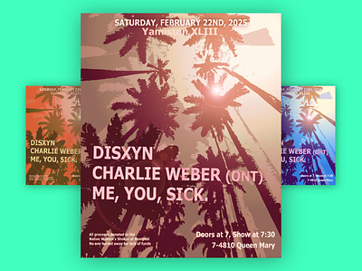 Poster - Yamistan Montréal - summer during winter beach design event graphic design illustrator palmtrees poster summer