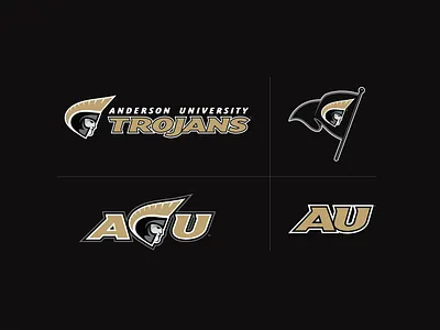 Anderson University | Identity Suite athletic athletic branding black gold brand identity brand identity design branding college branding custom typography flag helmet identity design logo design sports sports branding sports marketing trojans typography design university branding warrior