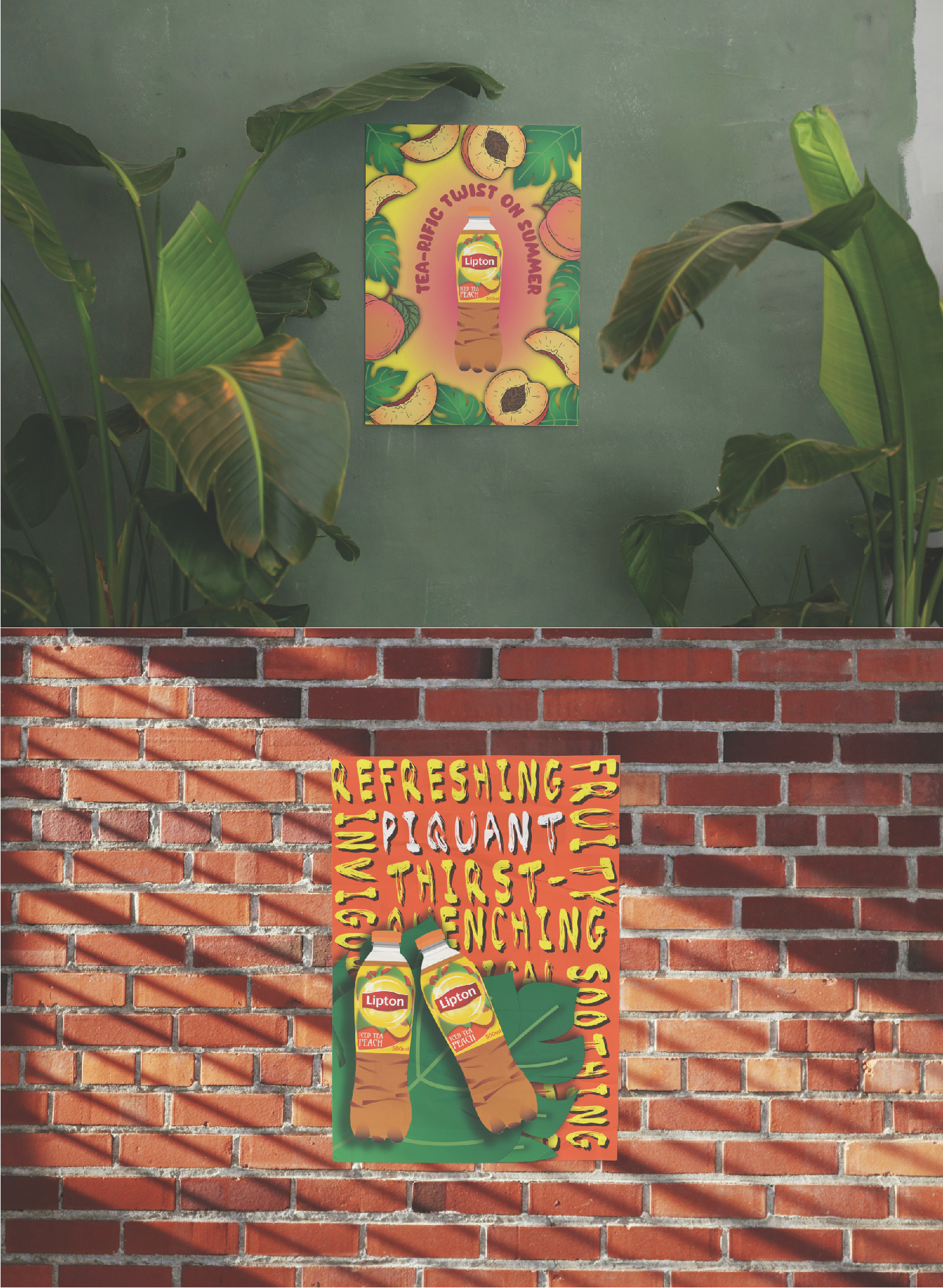 Bold, Bright & Peachy – Beverage Poster Design 3d brand identity branding concept art design expressive design graphic design illustration lipton logo marketing poster poster design social media student work vector visual identity