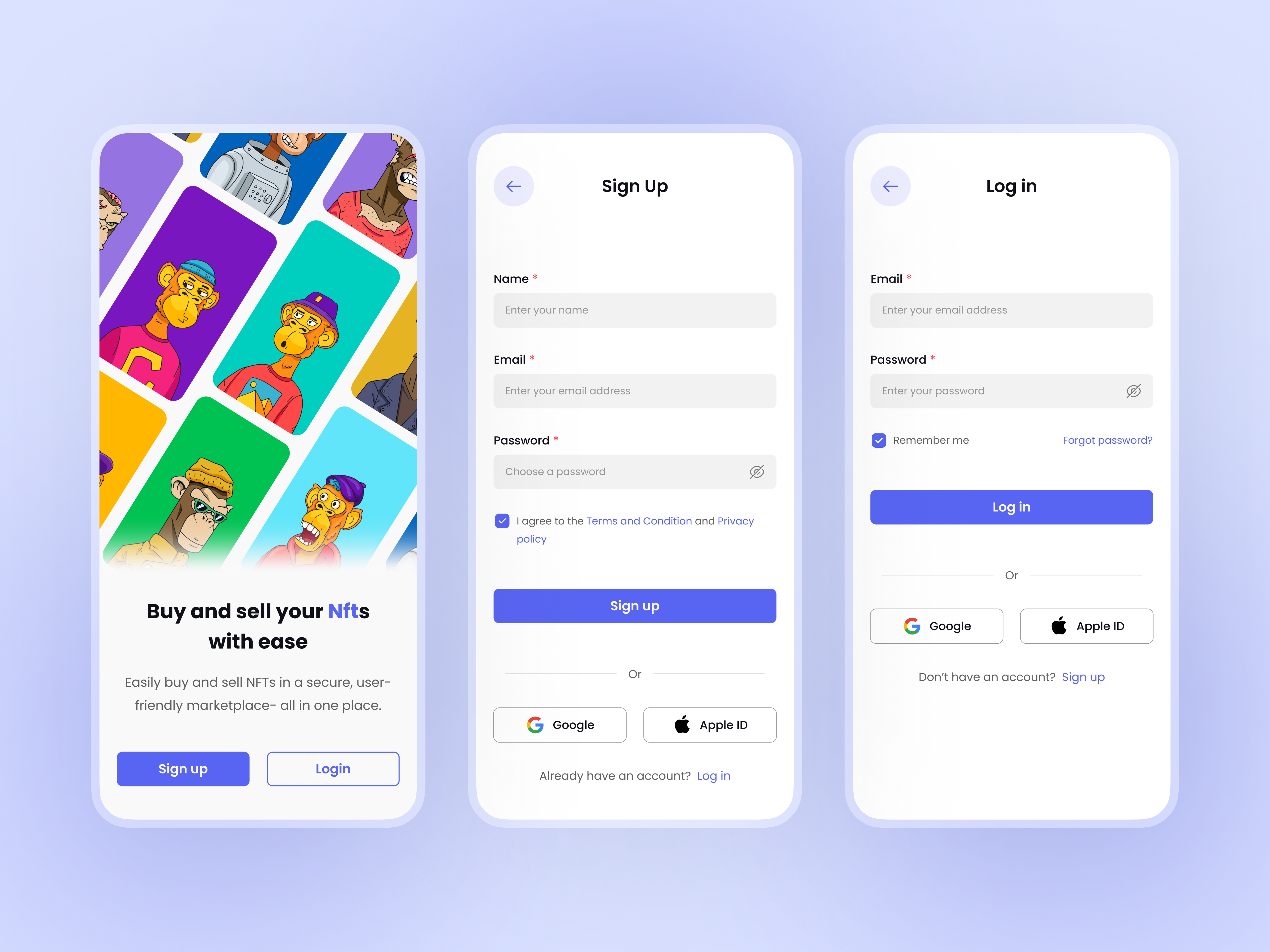 💠NFT App Login & Sign-Up appdesign login nft app signup ui