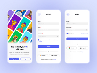 💠NFT App Login & Sign-Up appdesign login nft app signup ui