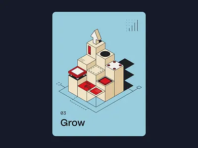 Grow Illustration branding clean design figma graphic design grid illustration isometric minimal tech technology vector