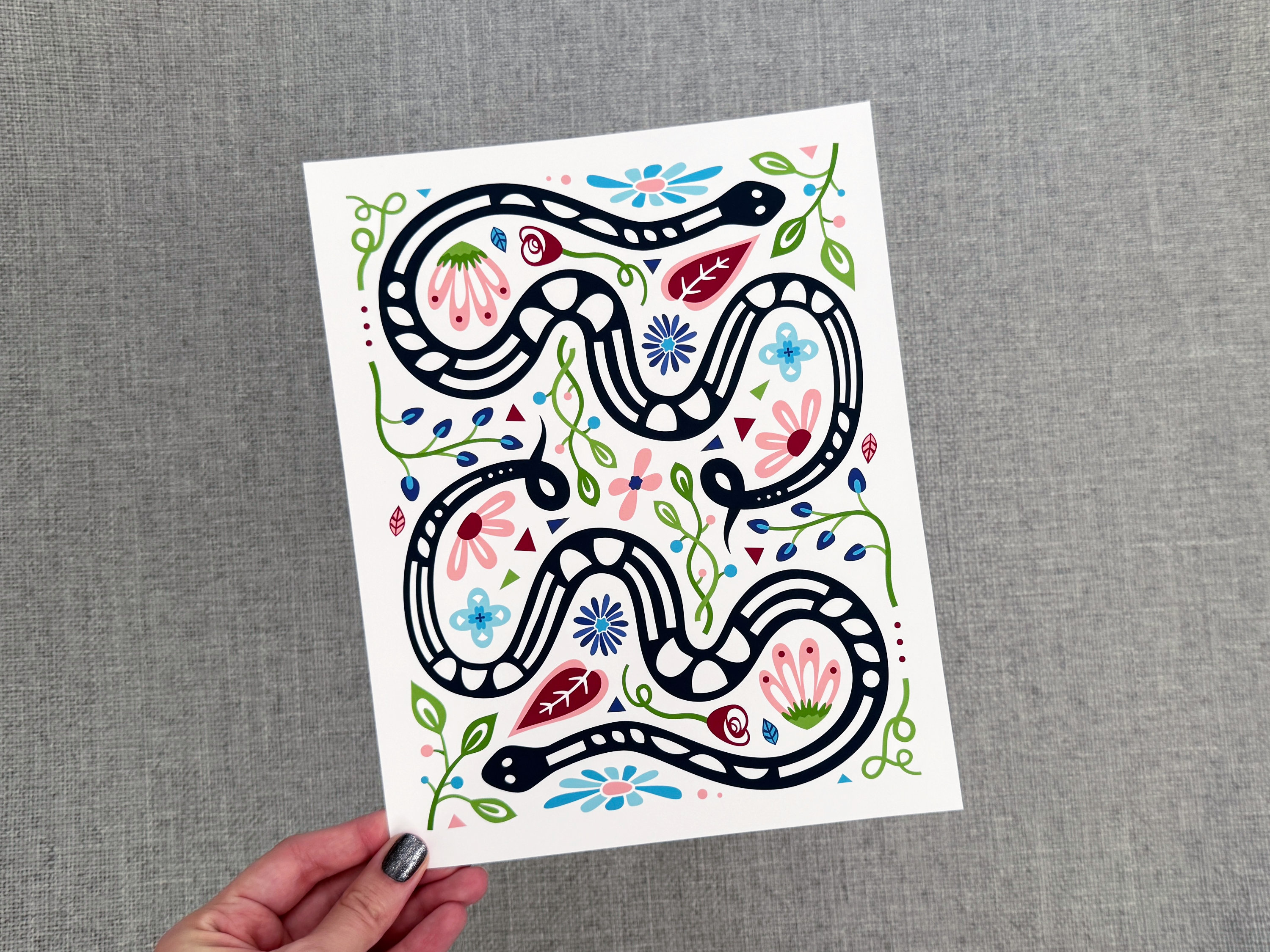Year of the Snake Illustration animal art bright digital illustration floral art folk art graphic design graphic illustration illustration modern folk art snake year of the snake