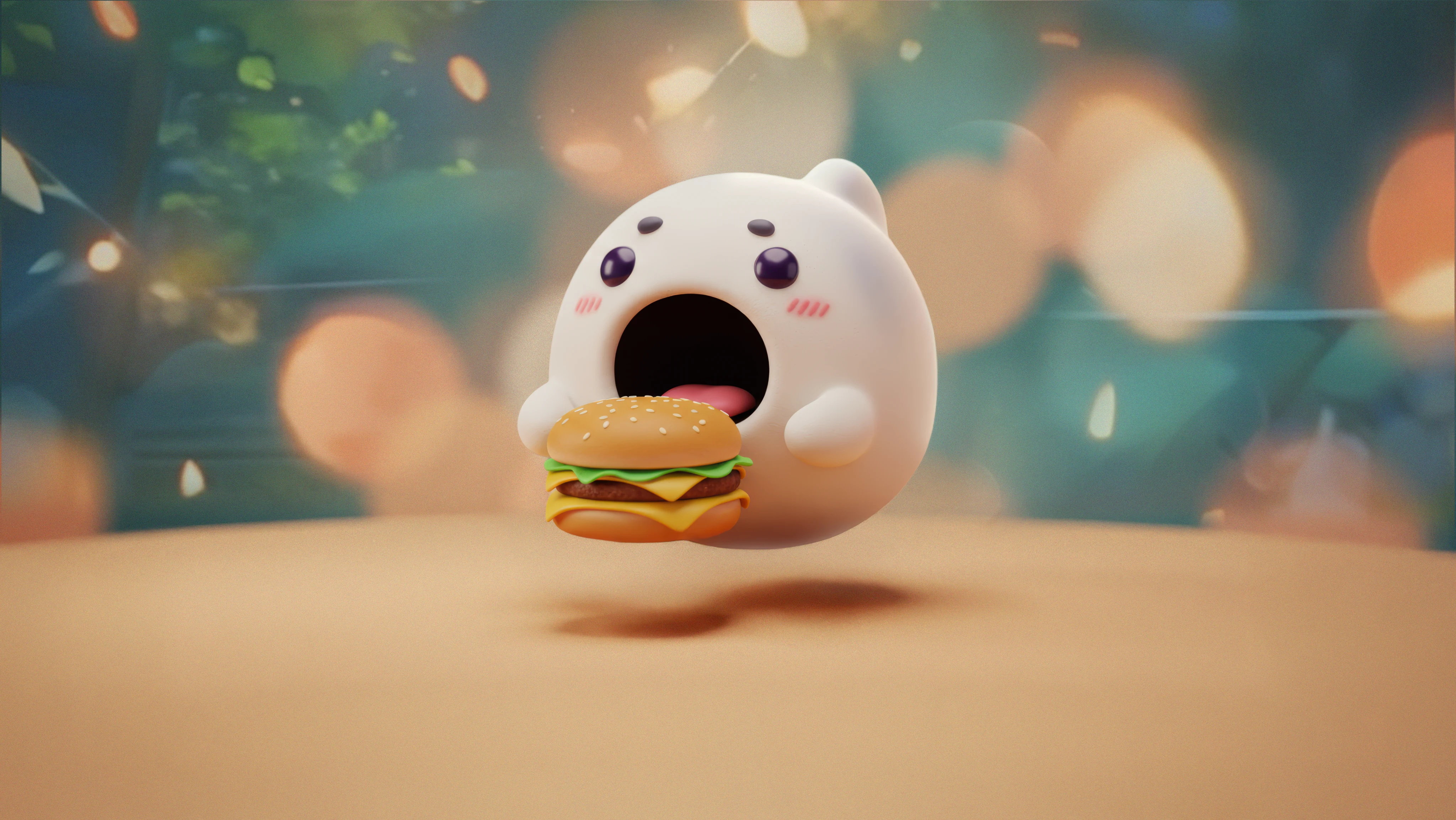 Phanto is hungry, and luckily, he LOVES cheeseburgers! 🍔 3d branding burger design graphic design illustration logo