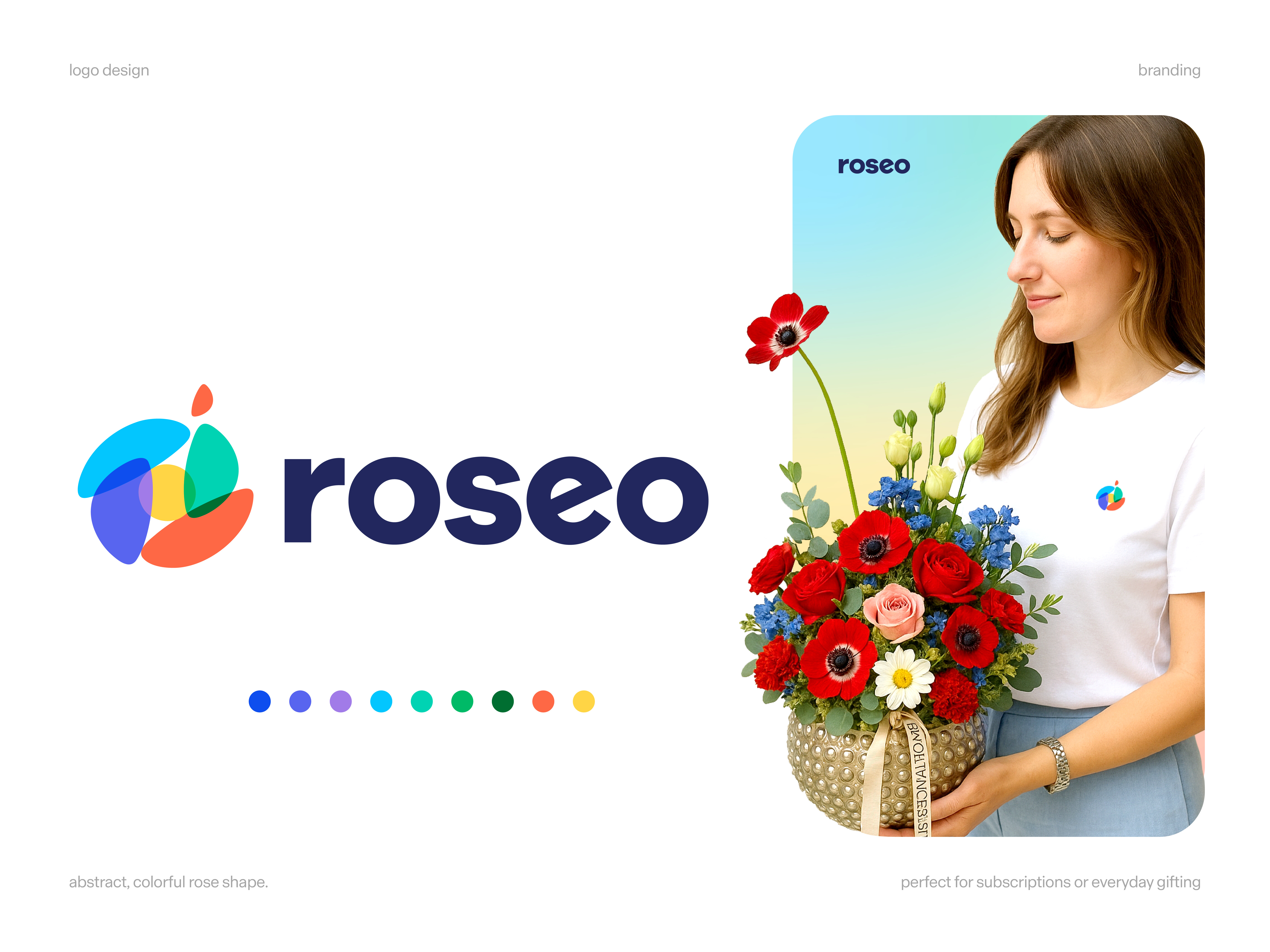 Roseo Logo Concept abstract abstract rose bold brand branding colorful logo icon identity logo logo design logodesign logos logotype mark minimalism modern logo overlay rose symbol vector