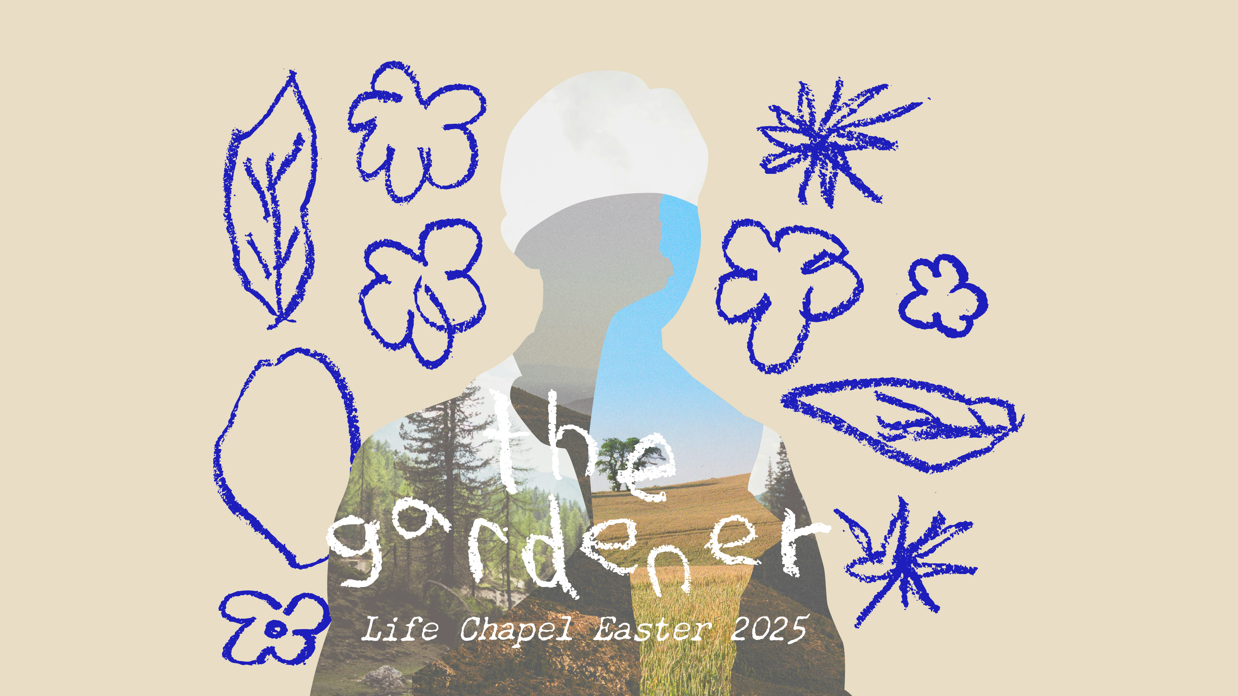 The Gardener: Easter 2025 branding church design church media collage design easter series graphic design illustration typography vector