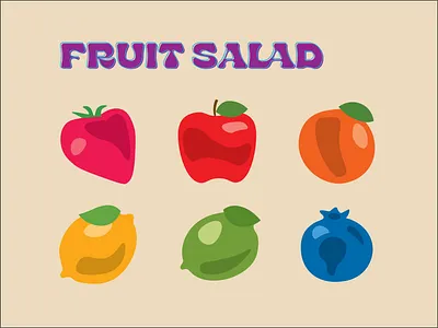 Fruit Salad Symbols System WIP adobe adobe illustrator bright color design fruit fun graphic design illustration logo minimal motion graphics symbols typography vector vector illustration