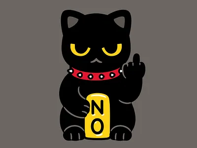 Unlucky Cat black cartoon cat cute illustration maneki neko no punk unlucky vector