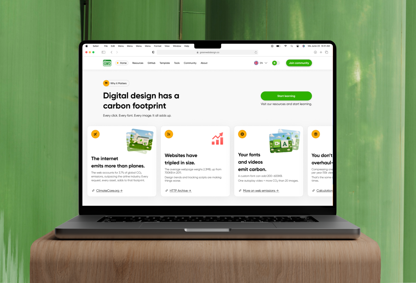 Designing a Lighter Web — GWD Homepage branding carbon calculator design green green design mockup sustainability sustainable sustainable design ui uiux user experience user interface ux web design website website calculator website design