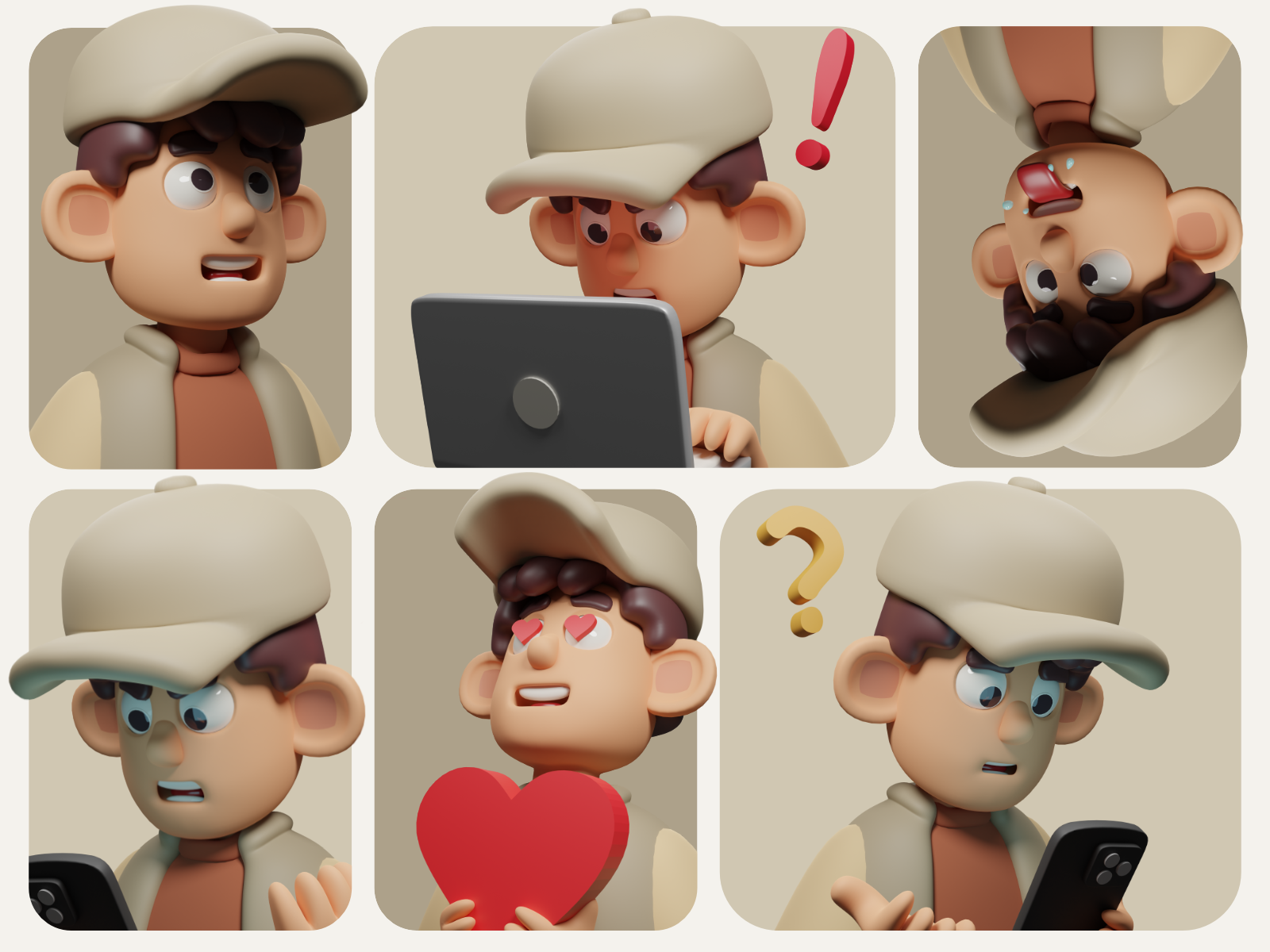 3D Render Character Emotion 3d 3d design animation blende branding character colourful design emoticon emotion graphic design illustration love motion graphics render ui web