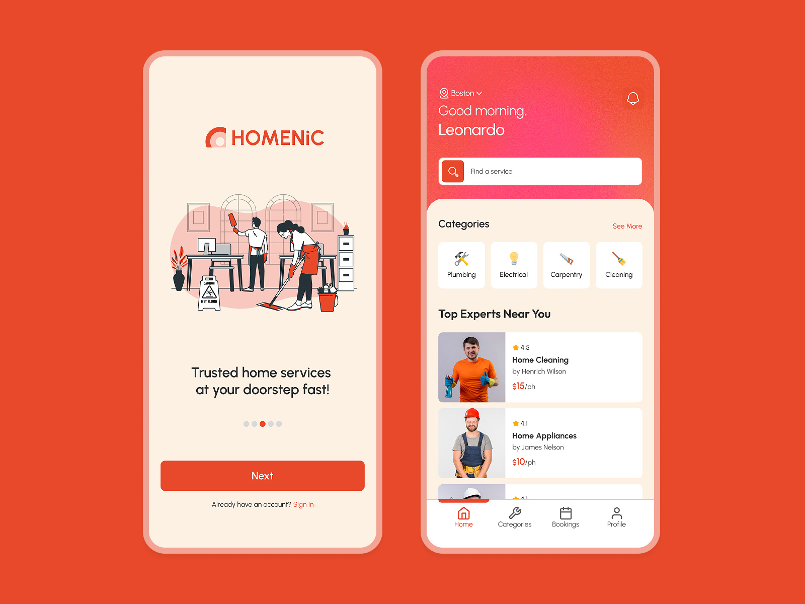 Home Service App UI/UX Design instanthomeservicebooking