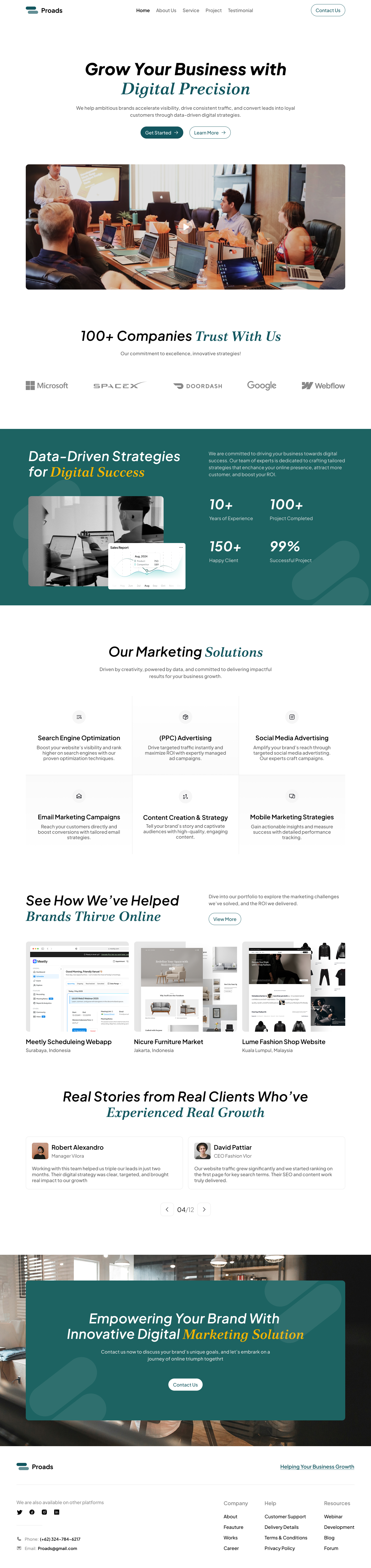 Proads - Digital Marketing clean cool design digitalmarketing graphic design landingpage marketing ui uiux ux web website