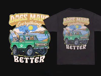 Dogs Summer T-shirt design cars illustration clothing brand clothing line dogs illustration merchandise music artwork summer design vintage illustration