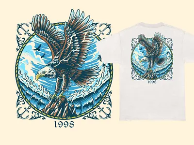Tees Design 1998 album cover artwork band band artwork branding clothing brand eagle illustration music artwork tees design vintage illustration