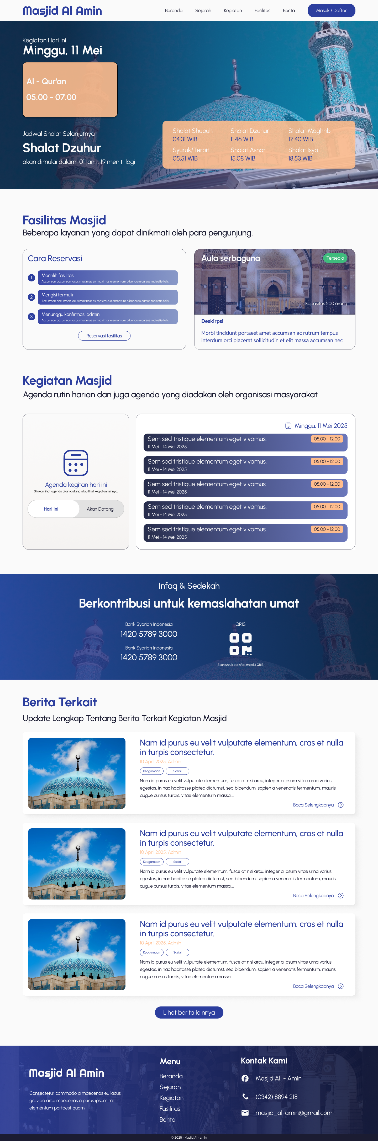 Masjid Website Landing Page – Clean and Informative cleandesign design figma landingpage masjid ui uiux