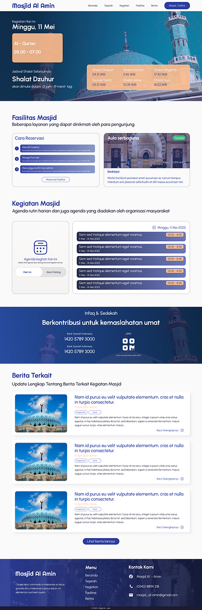 Masjid Website Landing Page – Clean and Informative cleandesign design figma landingpage masjid ui uiux