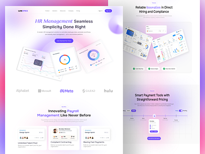 HR Management Landing Page Design b2b clean desing employee management financial website fintech homepage hr hr management hris human resource landing page payment service payroll website saas saas design saas landing page saas website startup uiux design webdesign
