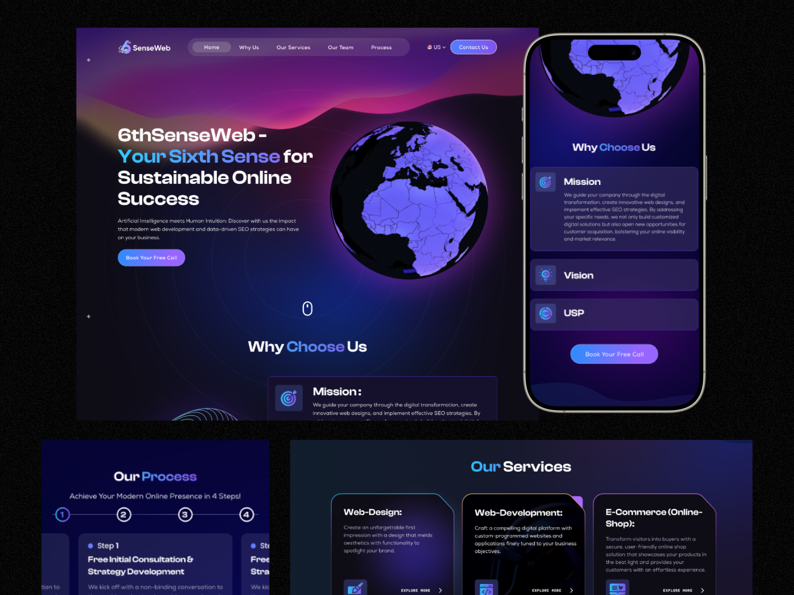 Example of Futuristic Web Agency Landing Page Design