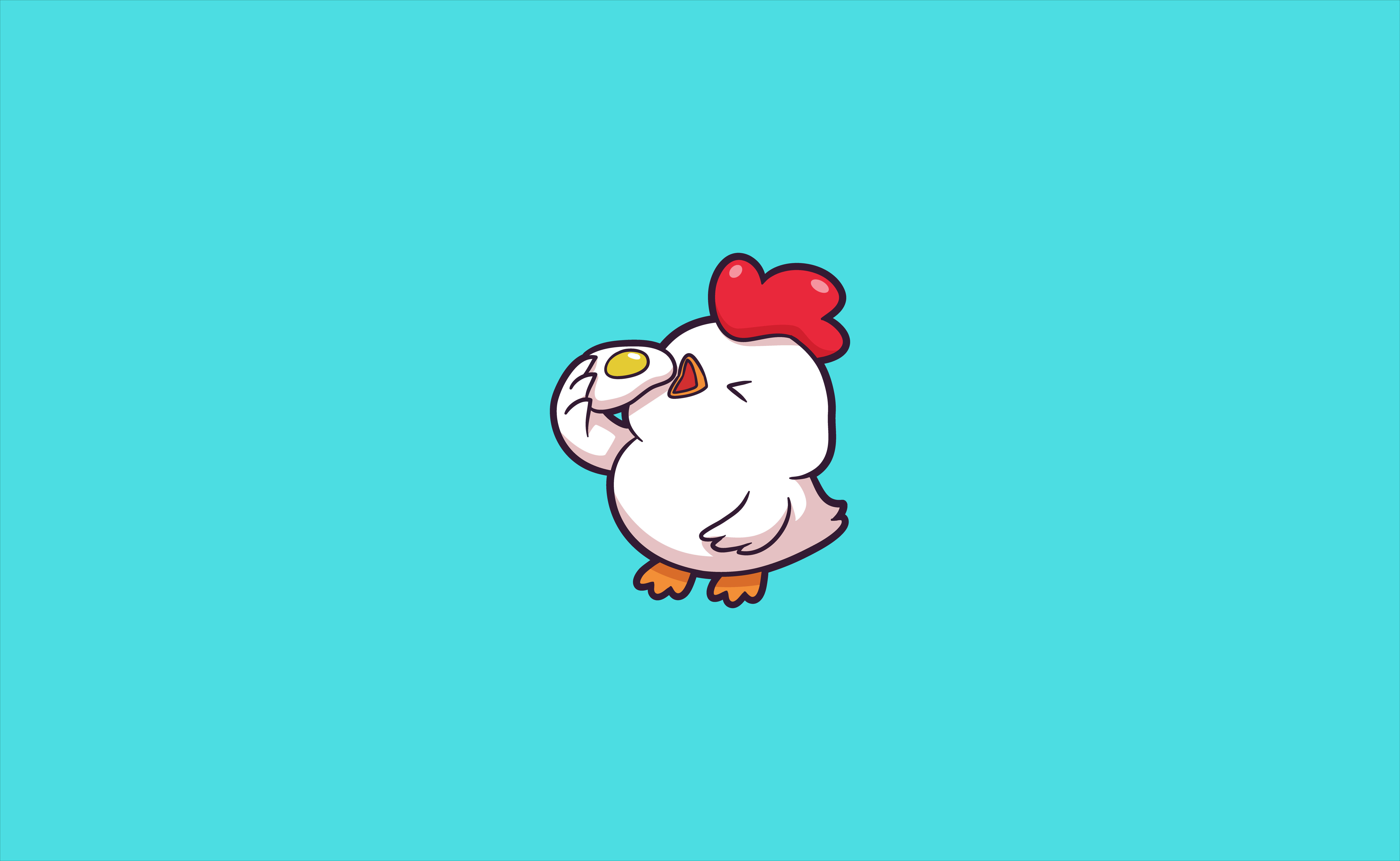 Chicken eating eggs little
