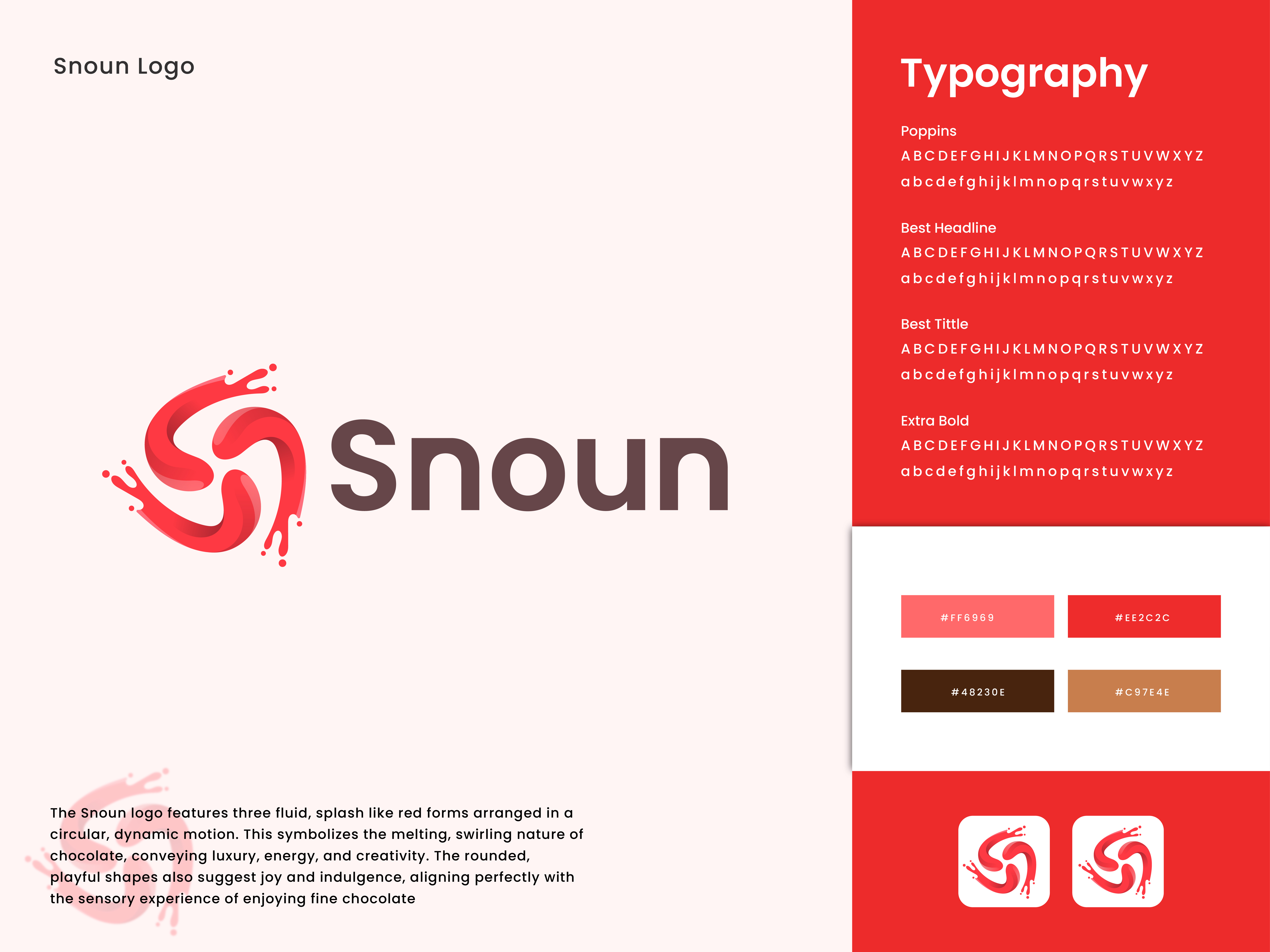 Snoun - Logo Design & Brand Guidelines abstract logo app icon logo brand guidelines branding candy logo chocolate cosmetics skincare creative logo design agencies food beverage foodbranding geometric logo health wellness logo logo design logo designer modern logo sweet tech startups visual identity