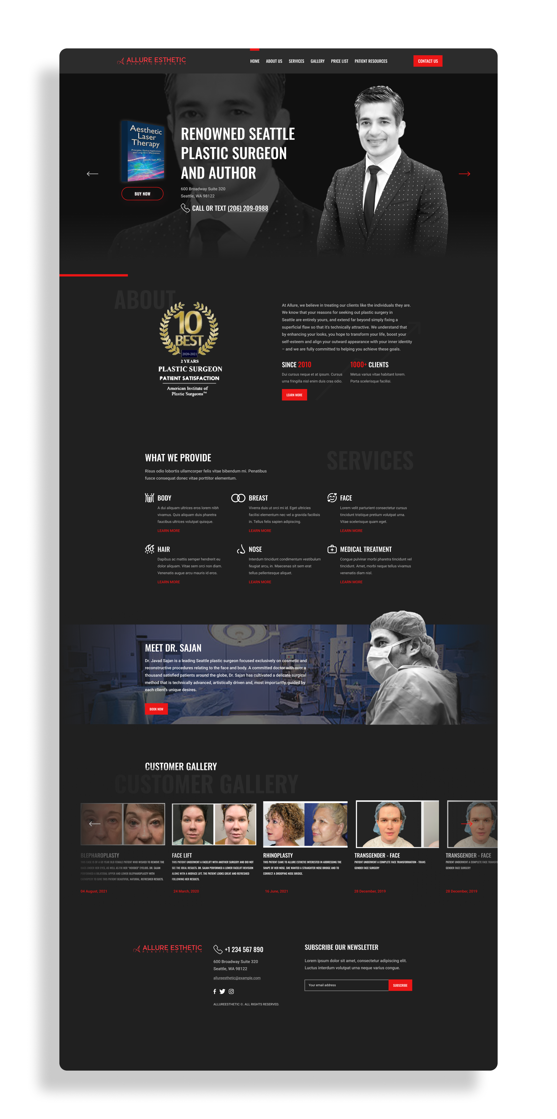 Allure Esthetic - Surgeon Website Redesign animation redesign ui website