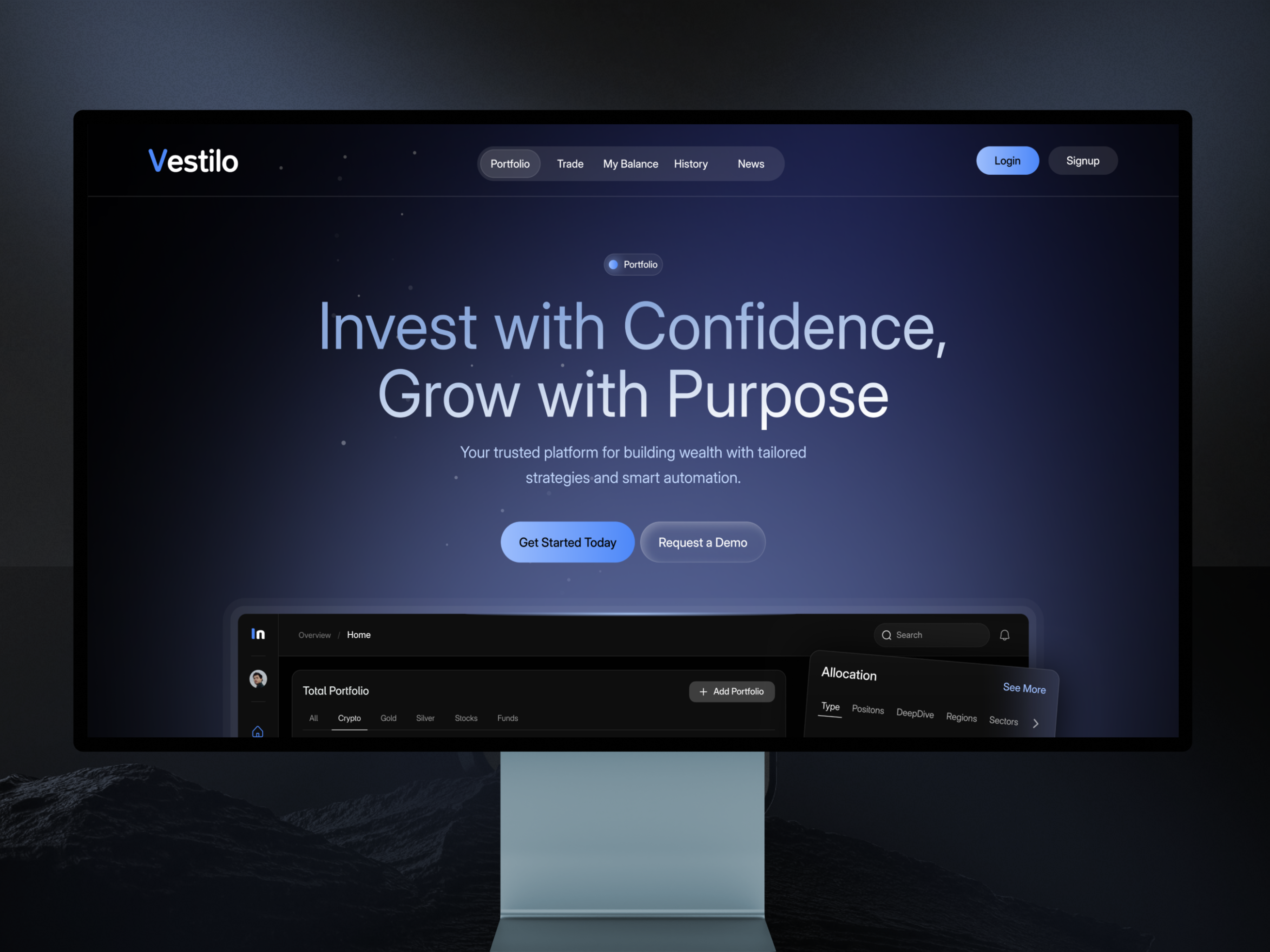 Vestilo | Investment Website | Orbix Studio bank design discover exchange fintech investment landing page money orbix studio popular product design savings stock investment app transaction ui ux wallet web design website