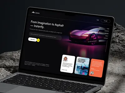 Zynero - Web AI future car prompt generator ai auto builder car future generator homepage landing massiv promt ui web