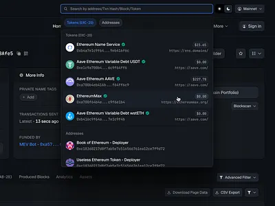 Search Result - Crypto Scanner bitcoin crypto darkmode ethereum floating modal search ui web3